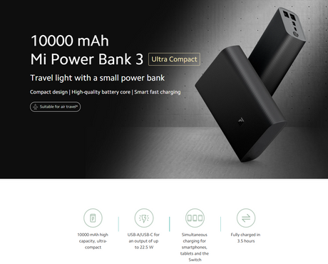 10000mAh Mi Power Bank 3 Ultra Compact