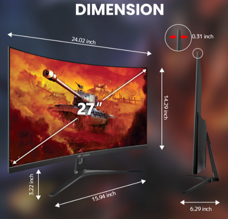 CRUA 27 inch Curved Gaming Monitor